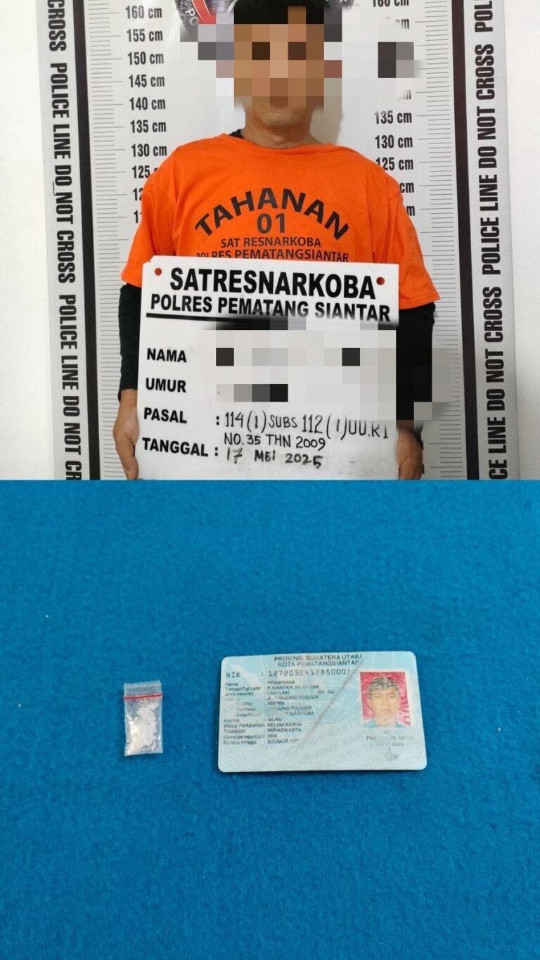 Pria 39 Tahun Memiliki Sabu Ditangkap Satres Narkoba Polres Siantar, Sempat Dibuang ke Selokan