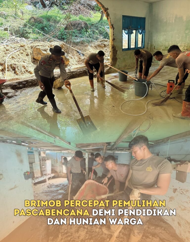 Brimob Percepat Pemulihan Pasca Bencana Demi Pendidikan Dan Hunian Warga
