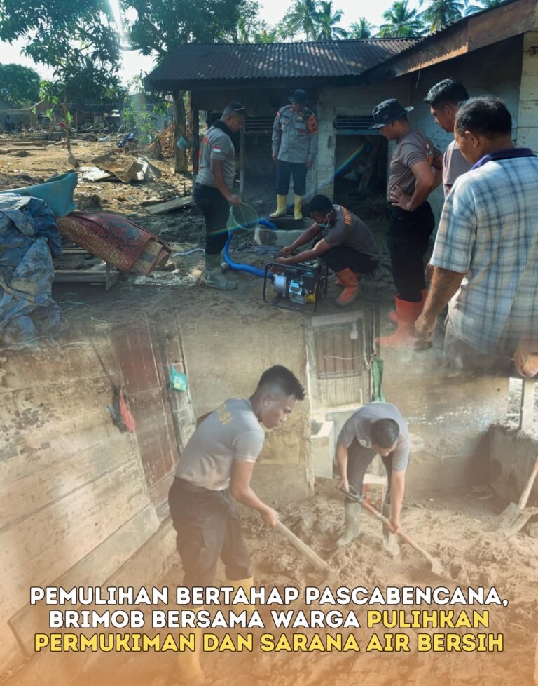 Pemulihan Bertahap Pasca Bencana, Brimob Bersama Warga Pulihkan Permukiman Dan Sarana Air Bersih