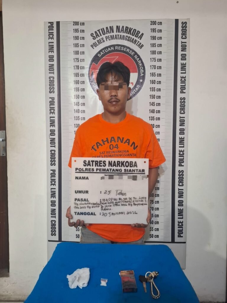 Sat Res Narkoba Polres Pematang Siantar Tangkap Pemuda 25 Tahun Memiliki Sabu 1,26 Gram di Jalan Sisingamangaraja