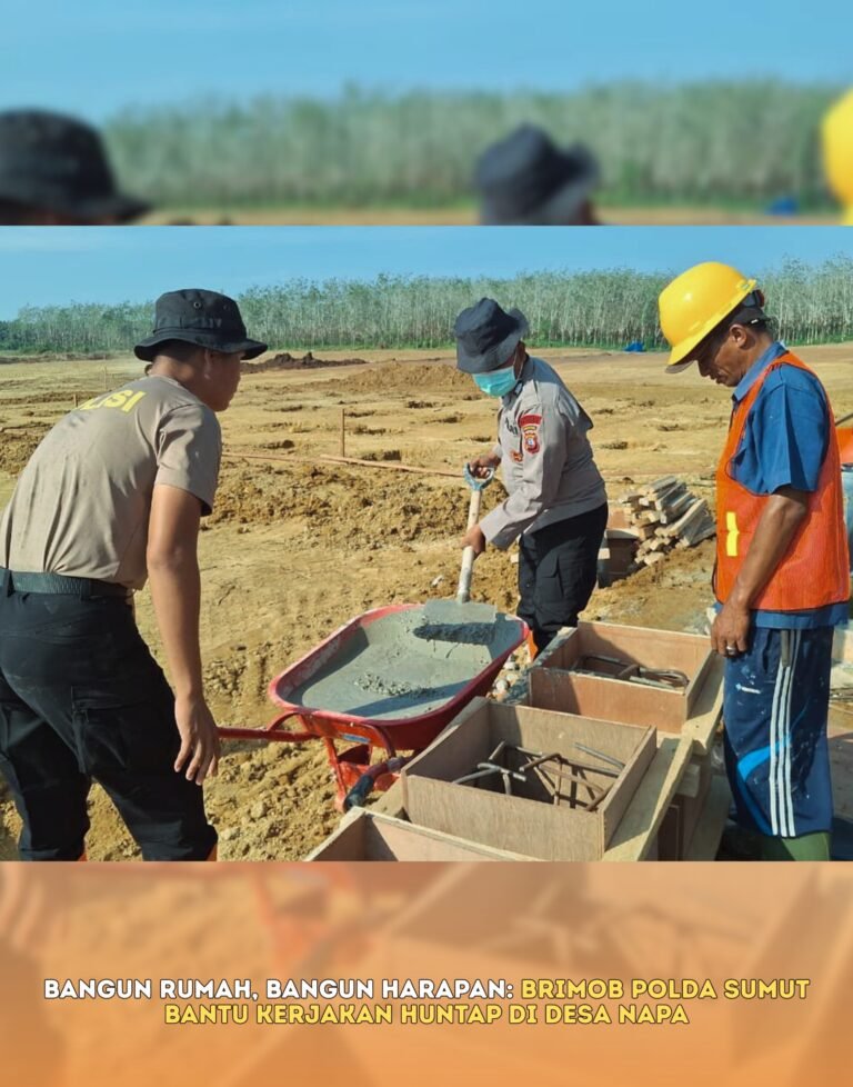 Bangun Rumah Bangun Harapan, Brimob Polda Sumut Bantu Kerjakan HUNTAP di Desa Napa