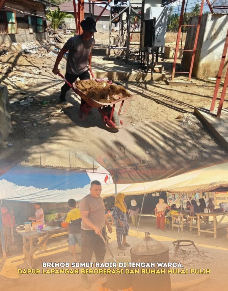 Brimob Sumut Hadir Ditengah Warga, Dapur Lapangan Beroperasi Dan Rumah Mulai Pulih