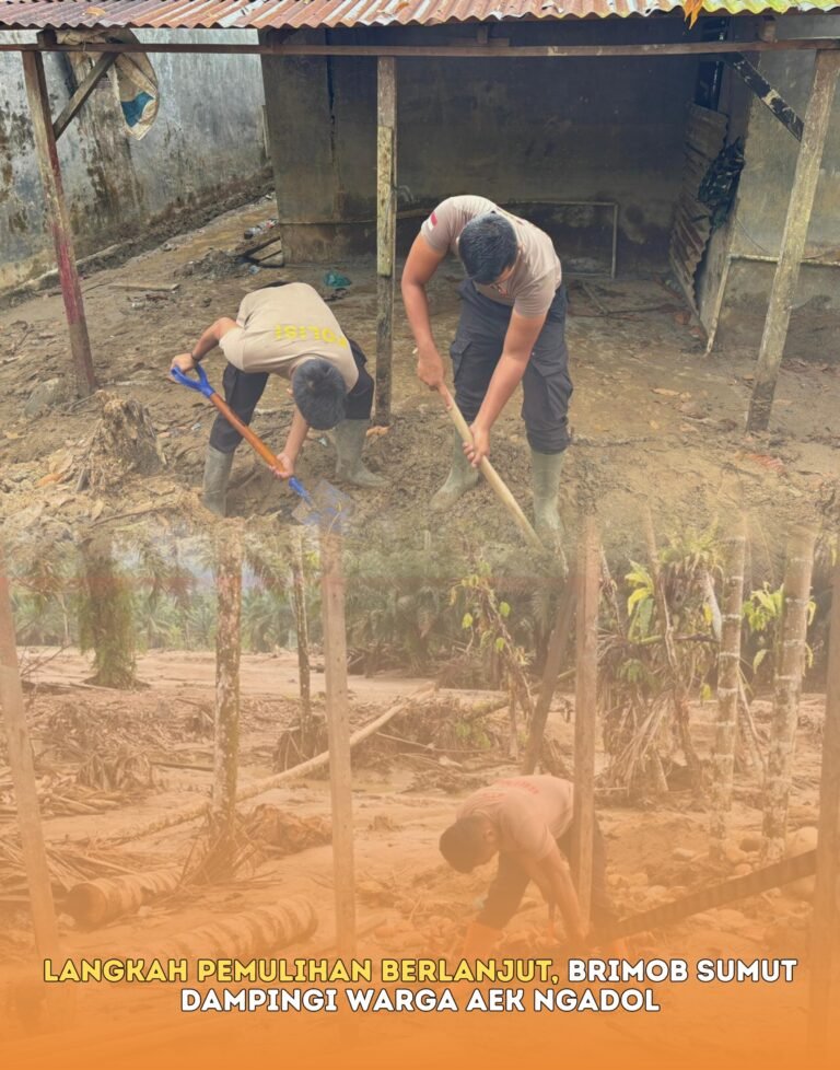 Langkah Pemulihan Berlanjut, Brimob Sumut Dampingi Warga Aek Ngadol