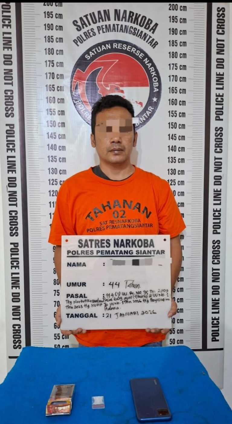 Sat Reskrim Polres Pematang Siantar Tangkap RS Memiliki Sabu 1,32 Gram di Jalan SM. Raja