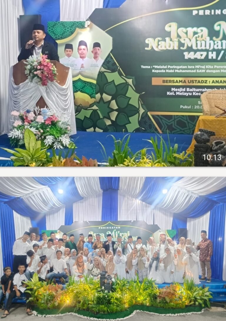 Ratusan Jemaah Masjid Baiturrahmah Hadiri Peringatan Isra Mi’raj Dan Penyambutan Bulan Suci Ramadhan  1447 H – 2026 M