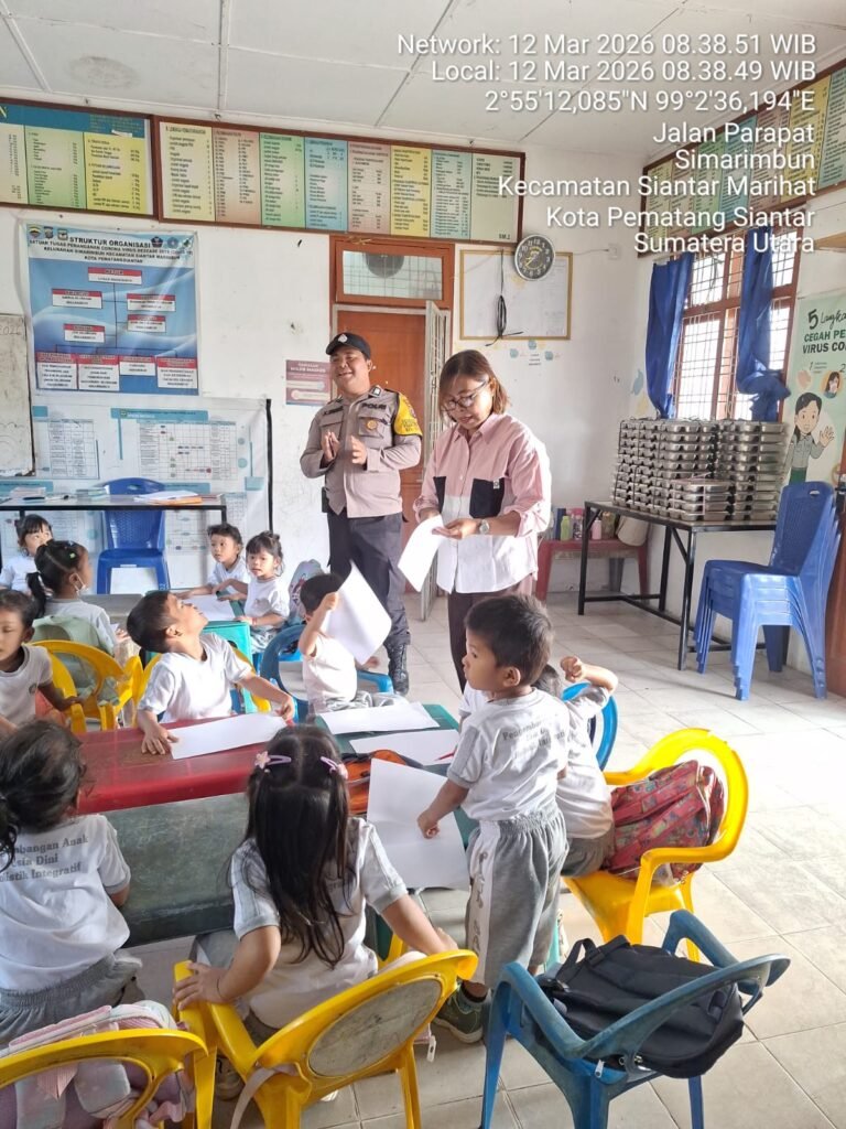 Polisi Sahabat Anak, Bhabinkamtibmas Polsek Siantar Marihat Sambangi PAUD SAB Simarimbun
