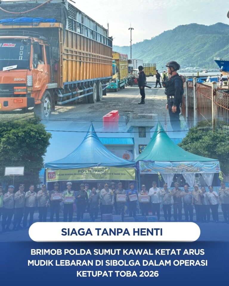 Siaga Tanpa Henti, Brimob Polda Sumut Kawal Ketat Arus Mudik Lebaran di Sibolga Dalam Operasi Ketupat Toba 2026