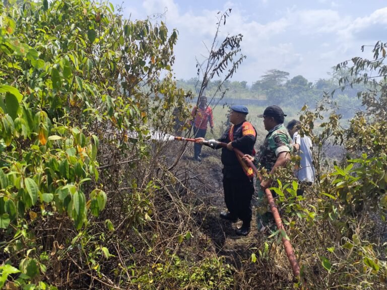 Quick Response, Brimob Lhokseumawe Bersama Damkar Padamkan Kebakaran Lahan