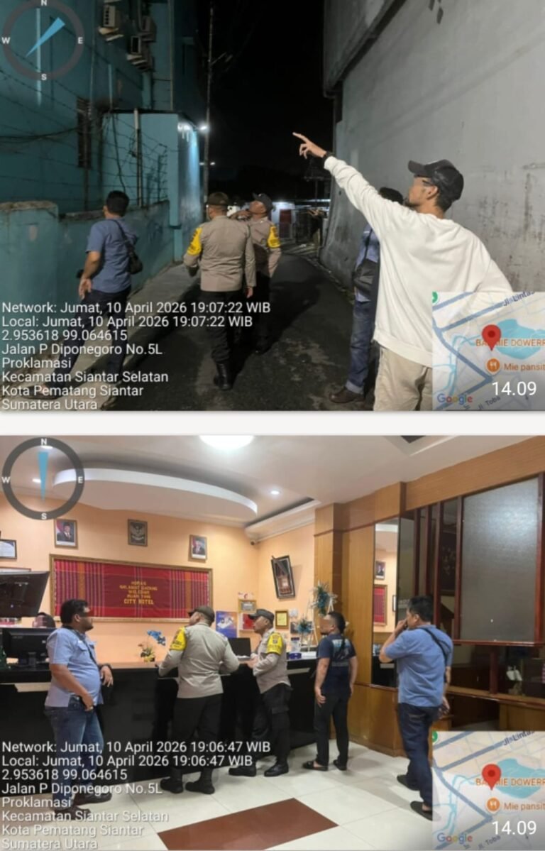 Polsek Siantar Selatan Cek TKP Pencurian Outdoor AC Hotel Jalan Diponegoro