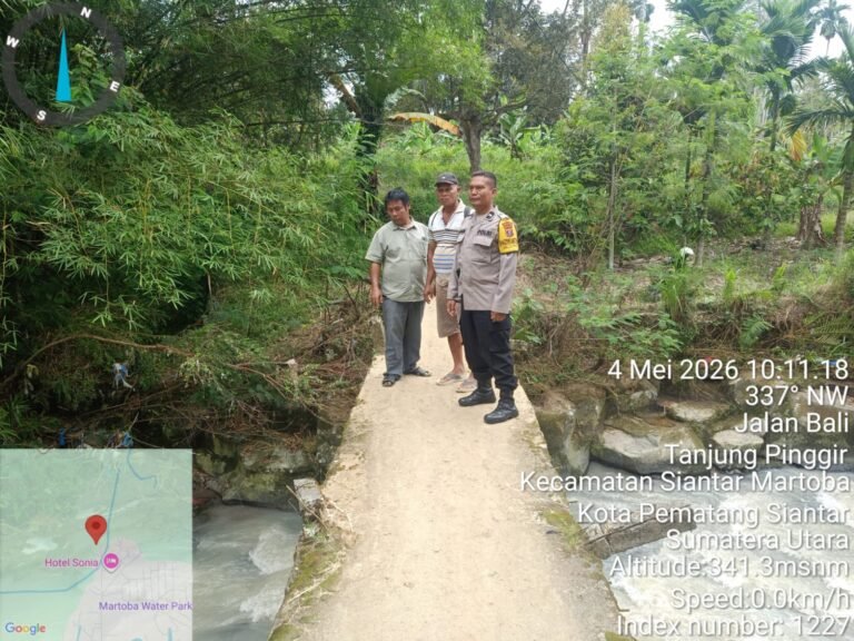 Bhabinkamtibmas Polsek Siantar Martoba Monitoring Survey Proyek Jembatan di Jalan Rindung