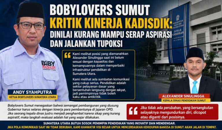 Bobylovers Sumut Kritik Kinerja Kadisdik, Dinilai Kurang Mampu Serap Aspirasi Dan Jalankan Tupoksi