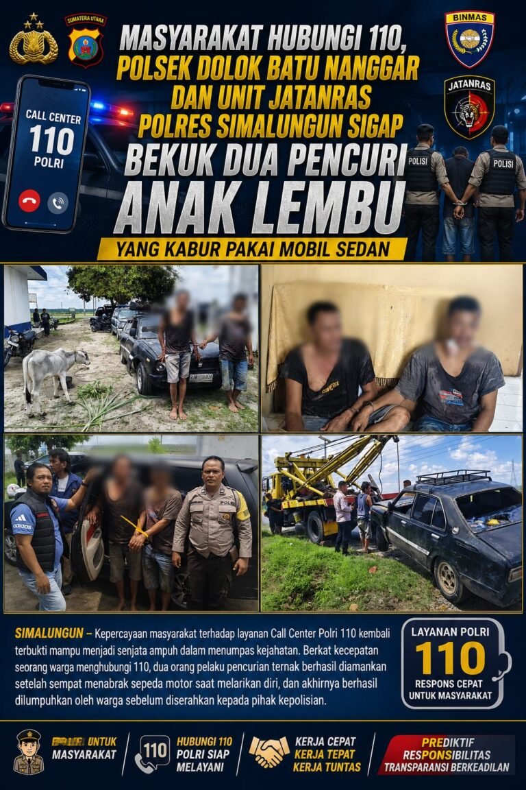 Warga Hubungi 110, Dua Pencuri Anak Lembu di Simalungun Dibekuk Usai Kabur Pakai Sedan Dan Tabrak Pemotor