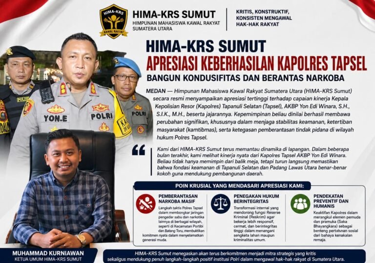 HIMA-KRS Sumut Apresiasi Keberhasilan Kapolres Tapsel Bangun Kondusifitas Dan Berantas Narkoba