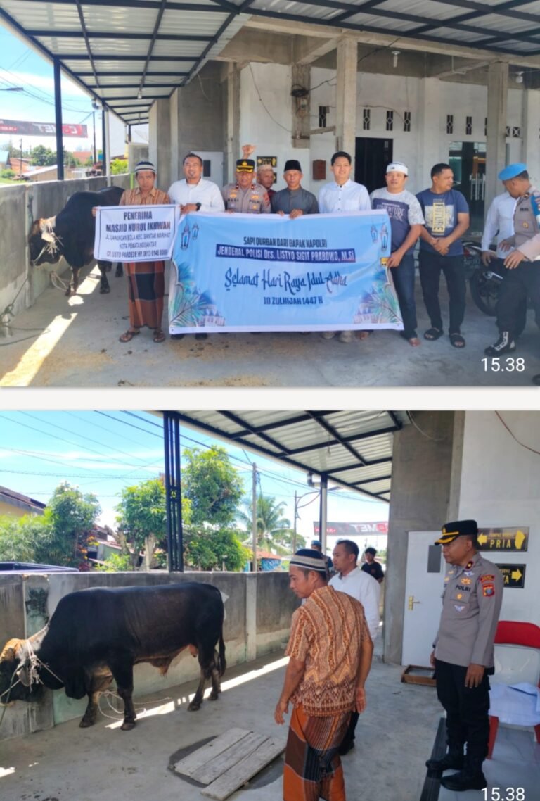 Polres Pematang Siantar Serahkan Bantuan Hewan Kurban Dari Kapolri Dan Kapolda Sumut di Mesjid Nurul Ikhwan