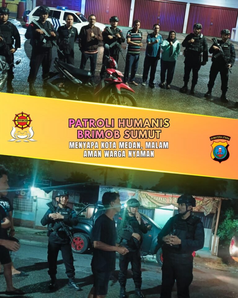 Patroli Humanis Brimob Sumut Menyapa Kota Medan, Malam Aman Warga Nyaman