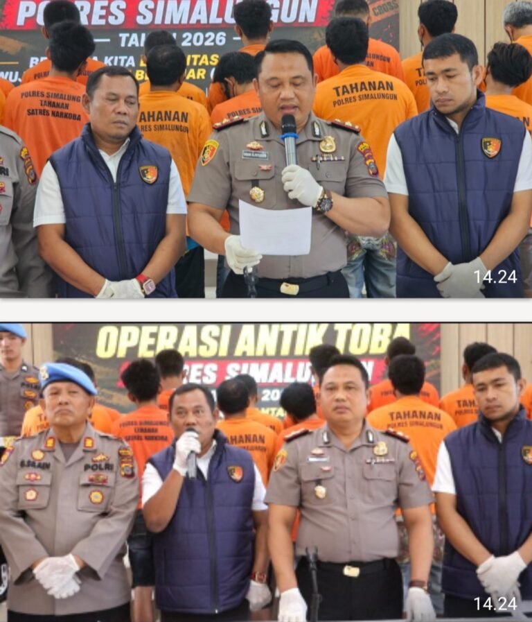 Operasi Antik Toba 2026 Polres Simalungun Pecahkan Rekor, 32 Kasus Dibongkar, 53 Tersangka Diringkus, Ratusan Gram Sabu Dan Ganja Disita