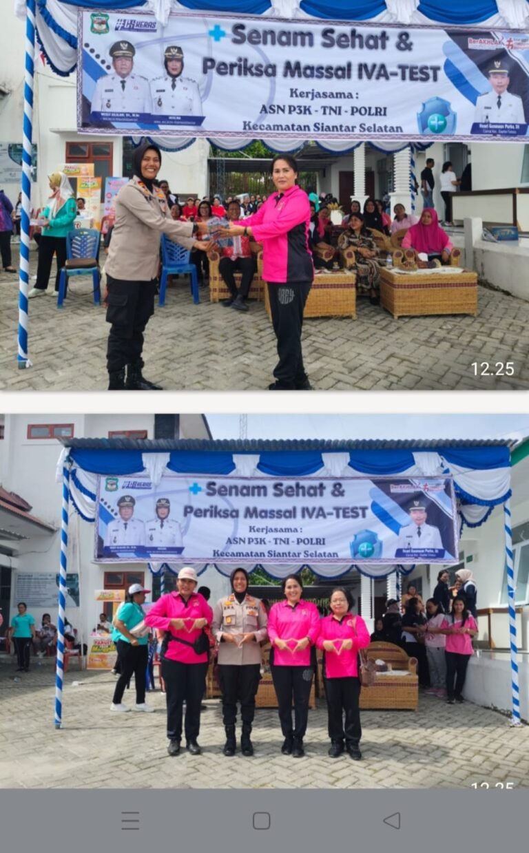 Kapolsek Siantar Selatan Hadiri Senam Sehat Dan Periksa Massal IVA Test se Kecamatan Siantar Selatan