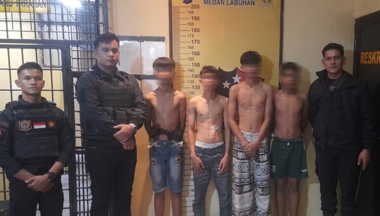 Respon Call Center 110, Tim Macan Polres Pelabuhan Belawan Amankan Empat Remaja Pelaku Tawuran