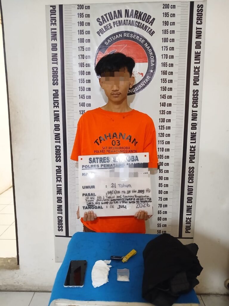 Polres Pematang Siantar Amankan Pemilik Sabu 5,47 Gram di Jalan Ade Irma Suryani