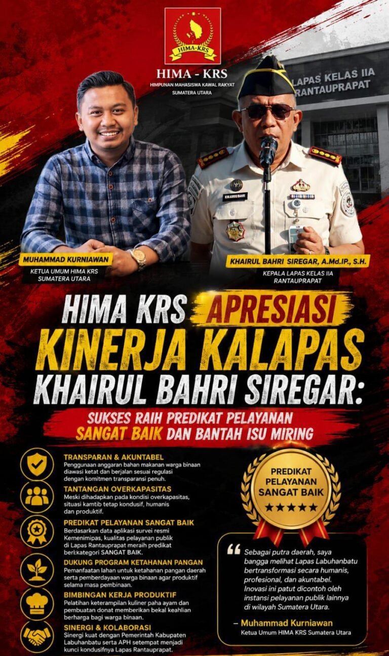 HIMA KRS Apresiasi Kinerja Kalapas Khairul Bahri Siregar, Sukses Raih Predikat Pelayanan Sangat Baik Dan Bantah Isu Miring