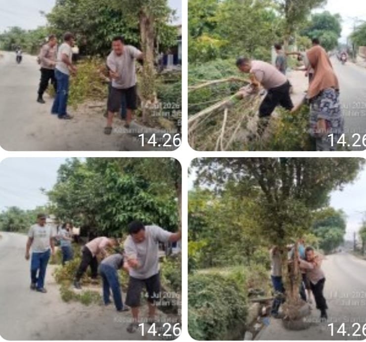 Jalin Kemitraan, Bhabinkamtibmas Polsek Siantar Martoba Gotong Royong di Blok II Jalan Sibatu batu
