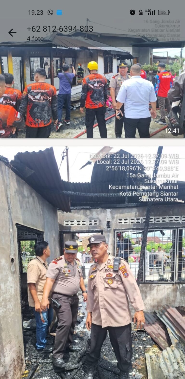 Kebakaran Hanguskan Rumah Warga, Kapolsek Marihat Cek TKP