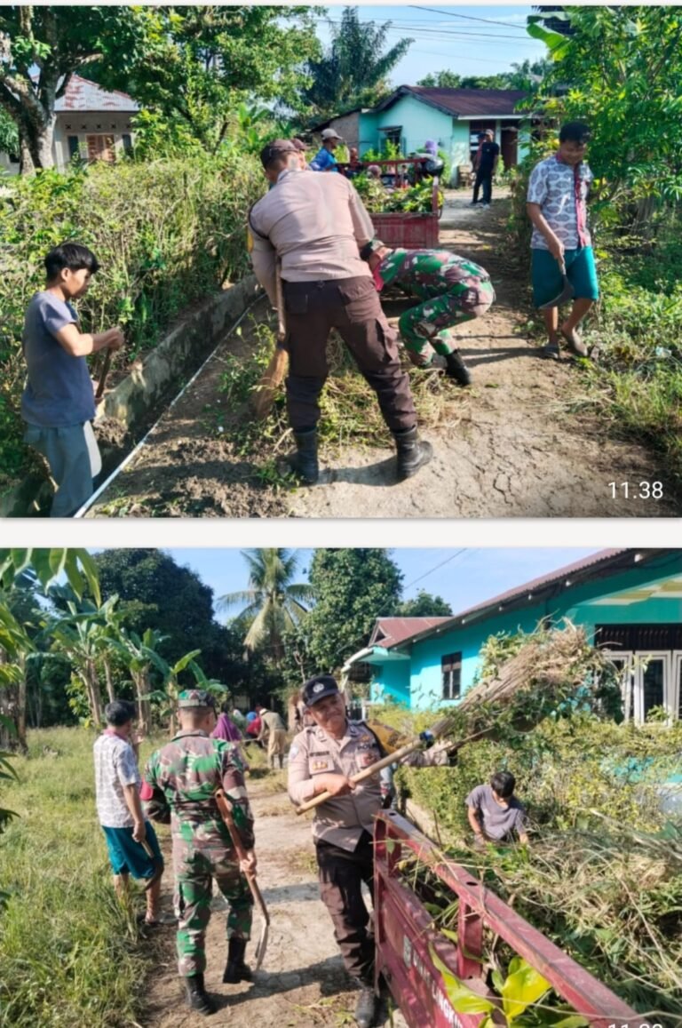 Bhabinkamtibmas Polsek Siantar Martoba Bersama 3 Pilar Gotong Royong di Jalan Tambun Timur