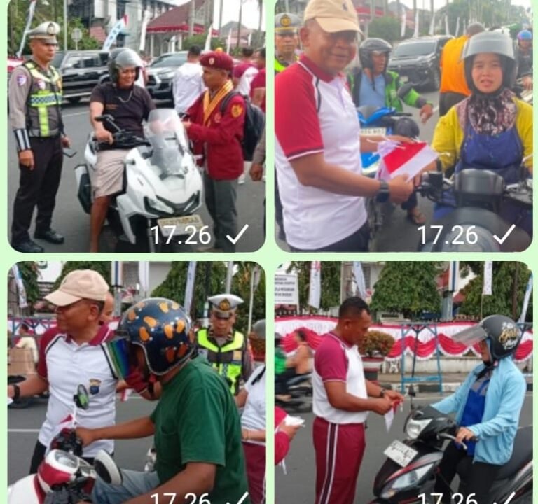 Sambut HUT Kemerdekaan Ke 81 RI, Polres Pematang Siantar Bagikan Bendera Merah Putih Kepada Masyarakat