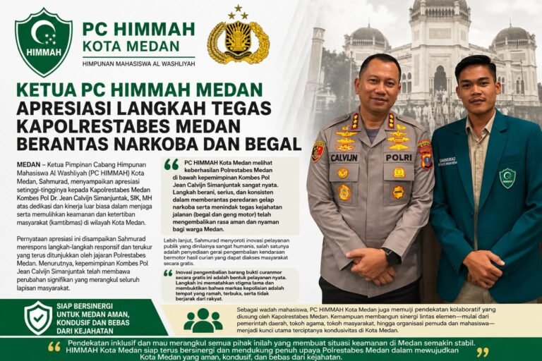 Ketua PC HIMMAH Medan Apresiasi Langkah Tegas Kapolrestabes Medan Berantas Narkoba Dan Begal
