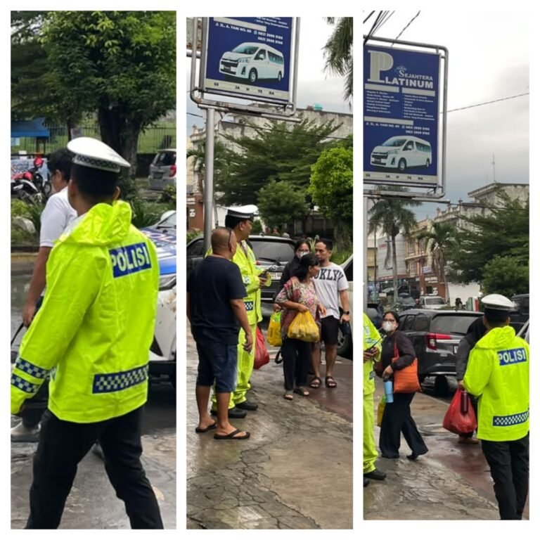 Sat Lantas Polres Pematang Siantar Edukasi Tertib Berlalu Lintas di Halte Travel Platinum & Boby Paradep