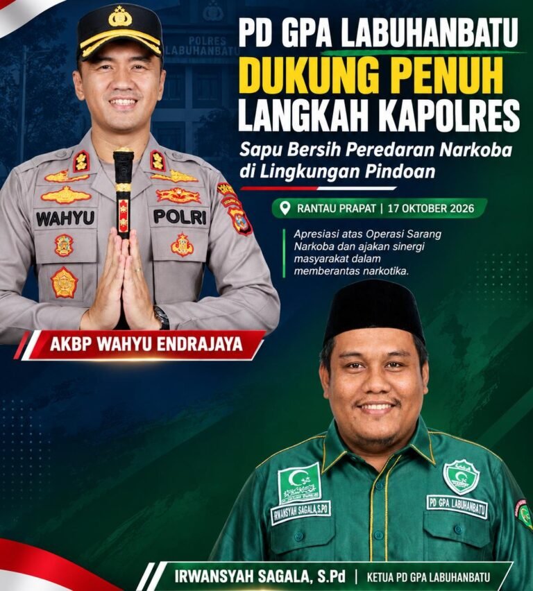 PD GPA Labuhanbatu Dukung Penuh Langkah Kapolres Sapu Bersih Peredaran Narkoba di Lingkungan Pindoan