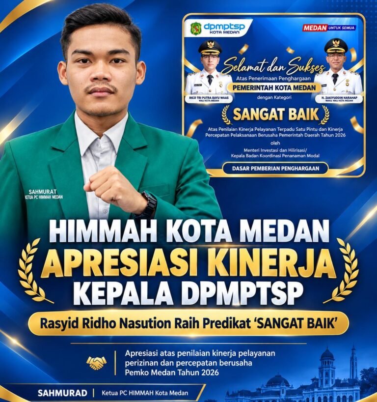 HIMMAH Kota Medan Apresiasi Kinerja Kepala DPMPTSP Rasyid Ridho Nasution Raih Predikat Sangat Baik