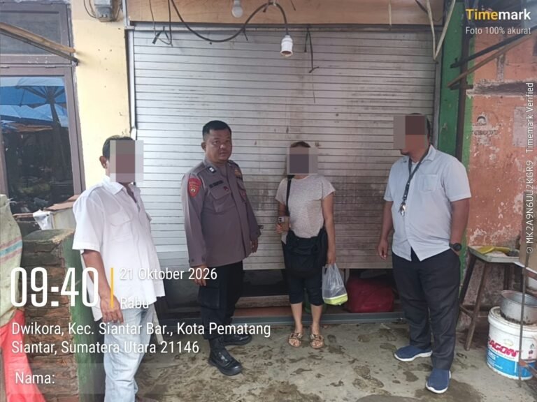 Respon Cepat Laporan CC 110, Polsek Siantar Barat Cek TKP Pengerusakan Pintu Kios di Pasar Horas
